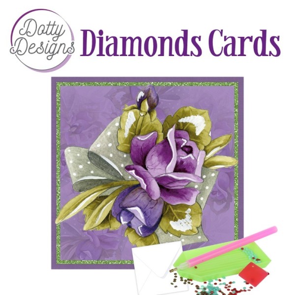 Carte Broderie Diamant - Roses pourpre - DDDC1103 - Photo n°1