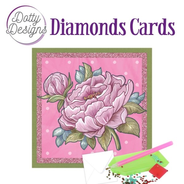 Carte Broderie Diamant - Pivoine rose - DDDC1105 - Photo n°1