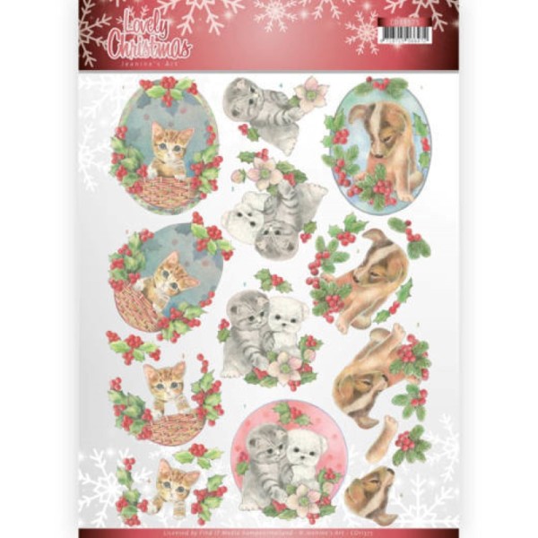 Carte 3D à découper - CD11375 - Lovely Christmas - Chatons et chiots à Noël - Photo n°1