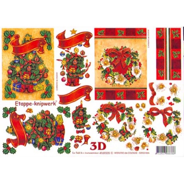 Carte 3D à découper - Sapin et couronne de Noël - 4169335 - Photo n°1