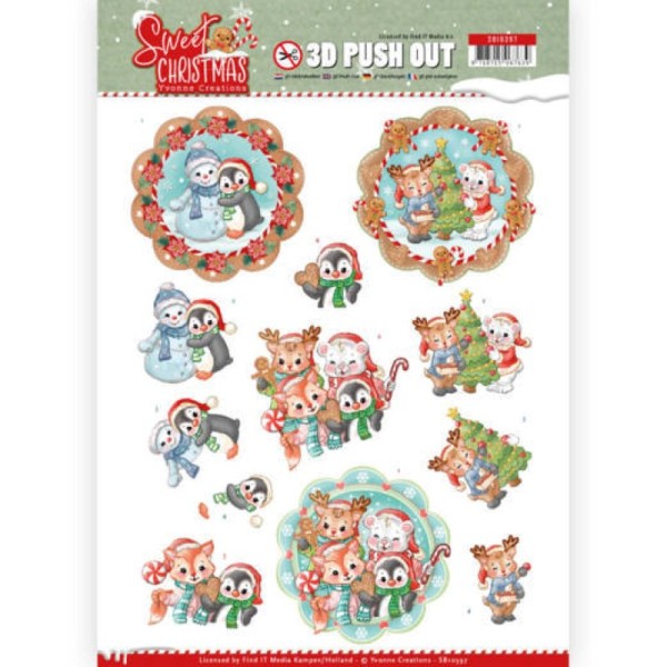 Carte 3D prédéc. - SB10397 - Sweet Christmas - Petits animaux de Noël - Photo n°1