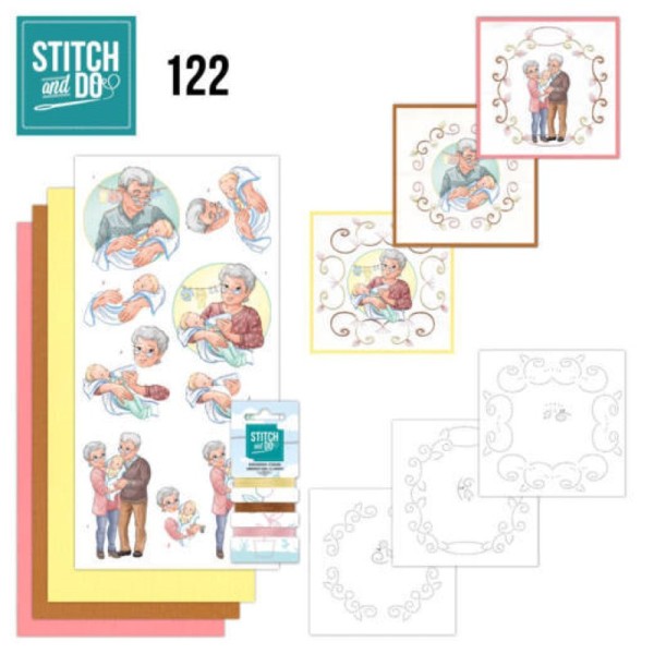 Stitch and do 122 - kit Carte 3D broderie - Grands parents et bébé - Photo n°1