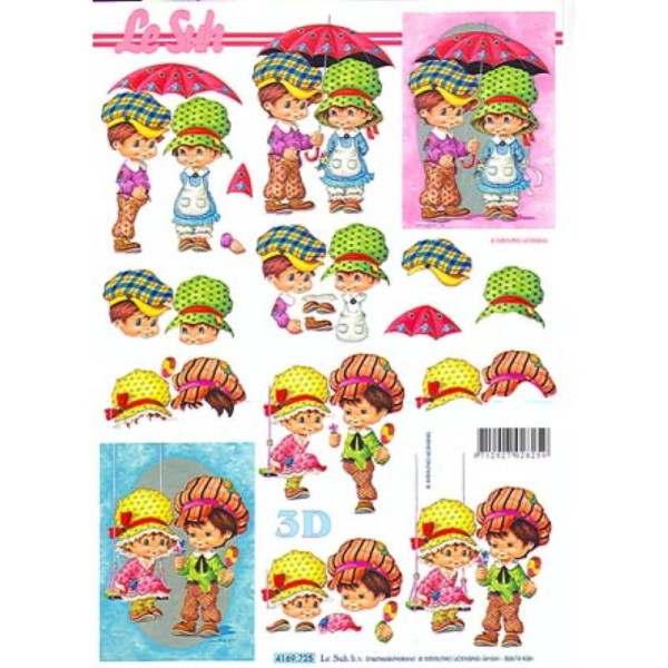 Carte 3D à découper - enfants sous parapluie - 4169725 - Photo n°1