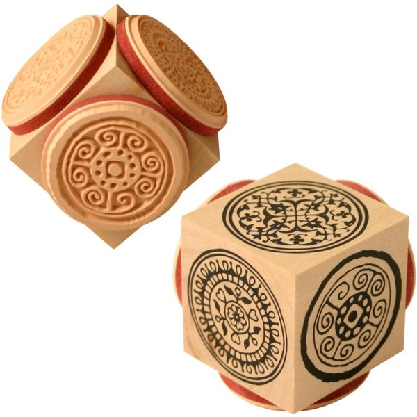 Tampon cube Rosaces de Chine x 3 motifs - Photo n°1