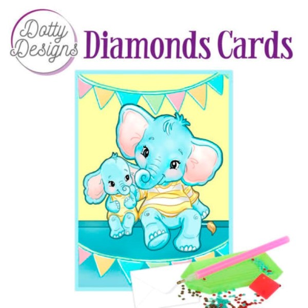 Carte Broderie Diamant - Elephants - DDDC1024 - Photo n°1