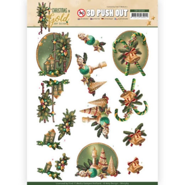 Carte 3D prédéc. - SB10369 - Christmas in Gold - Lanternes de Noël - Photo n°1
