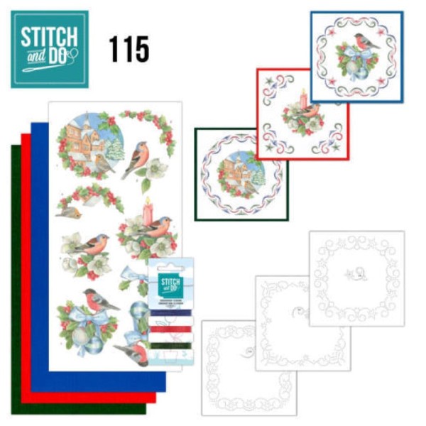 Stitch and do 115 - kit Carte 3D broderie - Oiseaux de Noël - Photo n°1