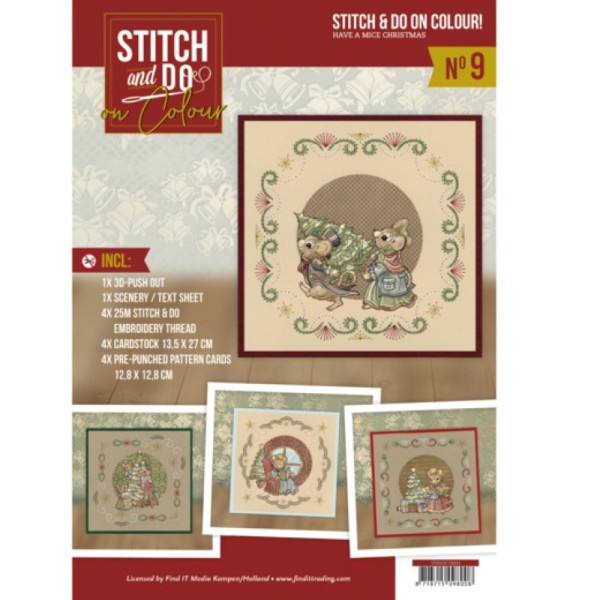 Stitch and Do on Colour 009 - Kit Carte 3D à broder de couleur Joyeux Noël - Photo n°1
