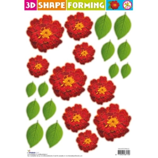 3D Shape forming prédécoupé - Fleurs rouges - Photo n°1