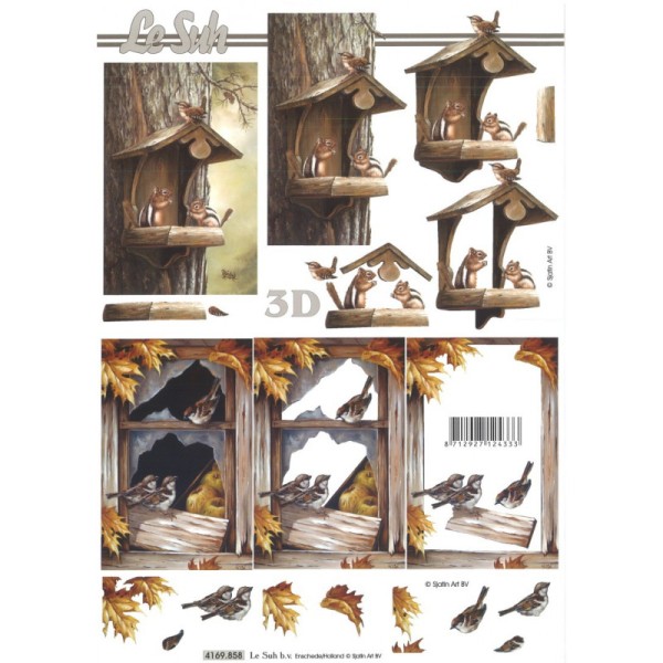 Carte 3D à découper - ecureuils et oiseaux - 4169858 - Photo n°1