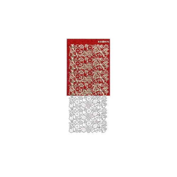 Stickers coccinelle fleurs rouge pailleté - Photo n°1