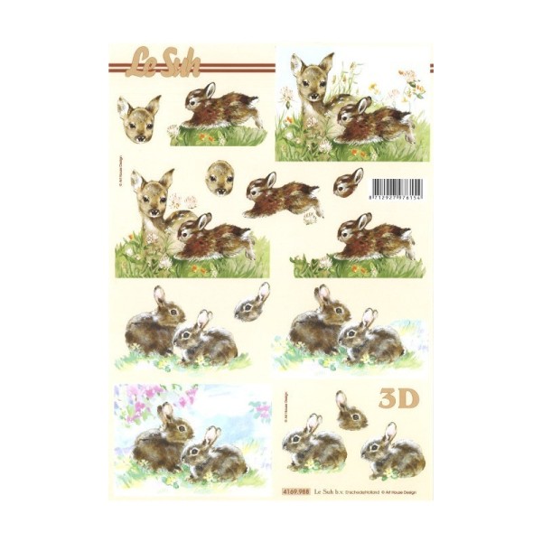 Carte 3D à découper - faon et lapins - 4169998 - Photo n°1
