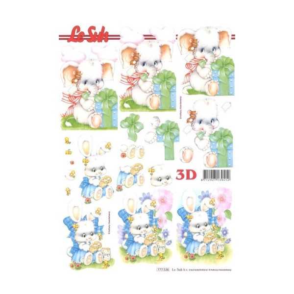 Carte 3D à découper - lapins et éléphants - 777536 - Photo n°1