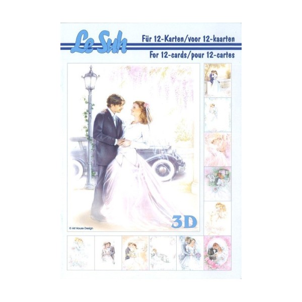 Carte 3D livret A5 à découper - 12 cartes - mariage - Photo n°1