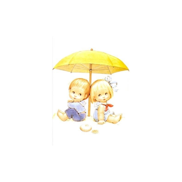 Image 3D N324 - 24x30 - enfants sous parasol - Photo n°1
