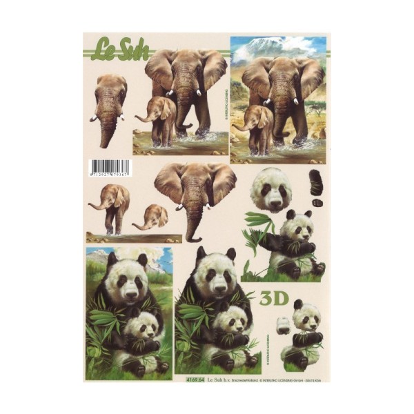 Carte 3D à découper - panda éléphants - 416964 - Photo n°1