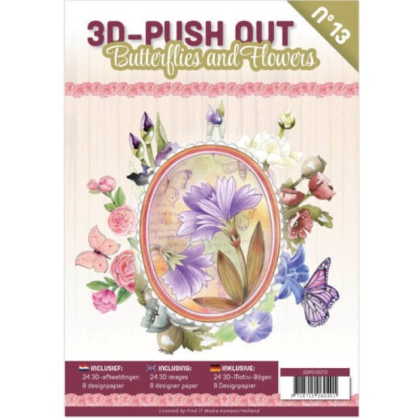 Carte 3D livre A4 prédécoupé N°13 - Fleurs et papillons 24 images + papiers - Photo n°1