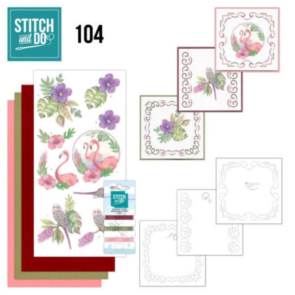Stitch and do 104 - kit Carte 3D broderie - OIseaux tropicaux - Photo n°1