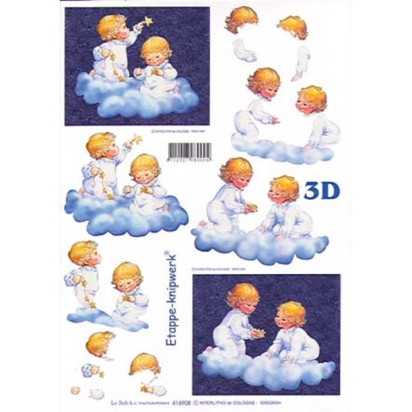 Carte 3D à découper - Angelots bleus - 416908 - Photo n°1