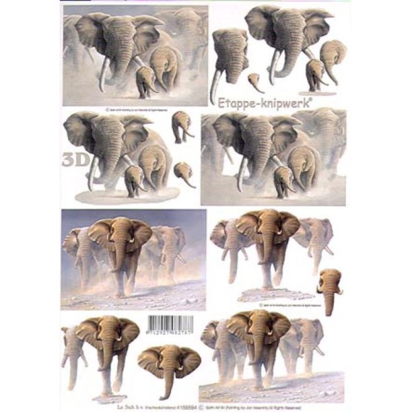Carte 3D à découper - Eléphants dans la poussière - 4169594 - Photo n°1