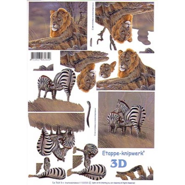 Carte 3D à découper - Lion et zèbres - 4169598 - Photo n°1