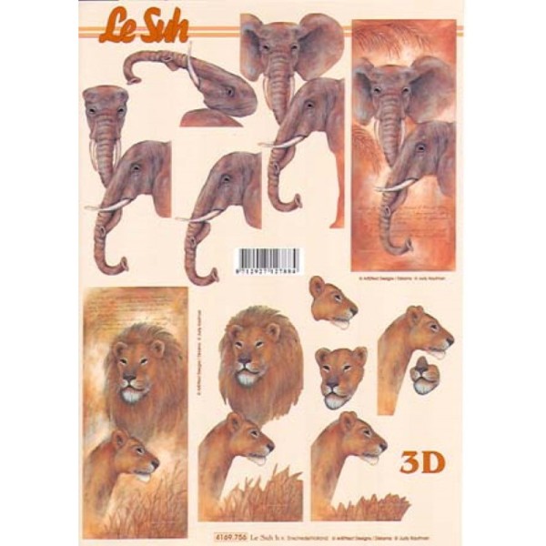 Carte 3D à découper - Lion et éléphant - 4169756 - Photo n°1