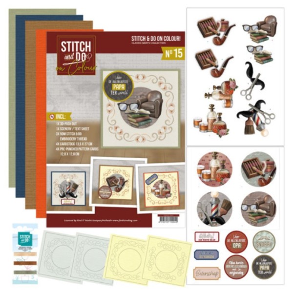 Stitch and Do on Colour 015 - Kit Carte 3D à broder de couleur - Collection homme - Photo n°1