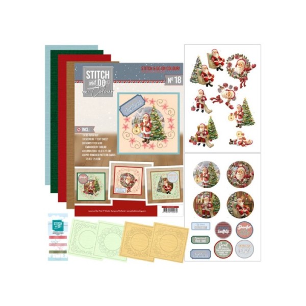 Stitch and Do on Colour 018 - Kit Carte 3D à broder de couleur - du Père Noël avec amour - Photo n°1