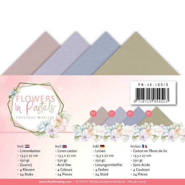 Set 24 cartes Flowers in pastels 13.5x27cm - Photo n°1