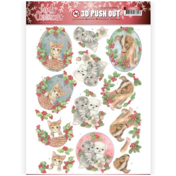 Carte 3D prédéc. - SB10387 - Lovely Christmas - Petits animaux à Noël - Photo n°1