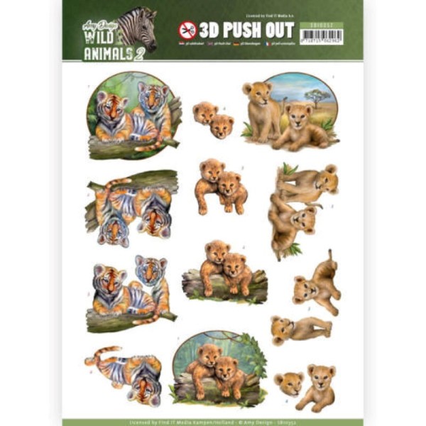 Carte 3D prédéc. - SB10352 - Wild Animals - bébés fauves - Photo n°1