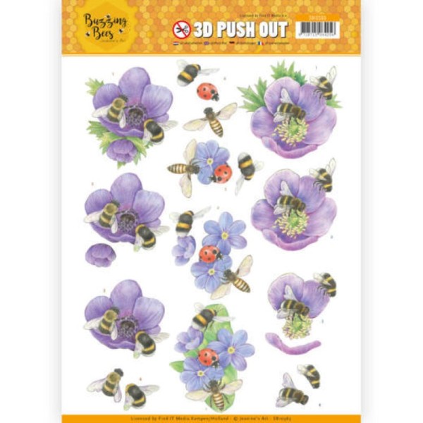 Carte 3D prédéc. - SB10365 - Buzzing Bees - Abeilles et fleurs mauves - Photo n°1