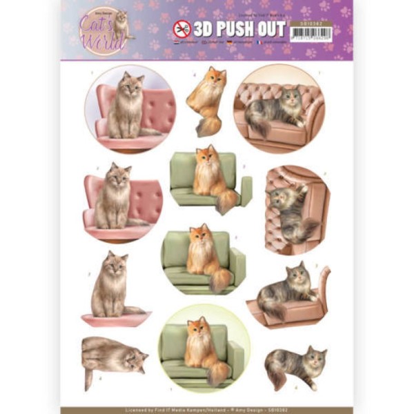 Carte 3D prédéc. - SB10382 - Cats World - Chats dans canapé - Photo n°1
