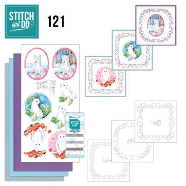 Stitch and do 121 - kit Carte 3D broderie - Animaux en hiver - Photo n°1