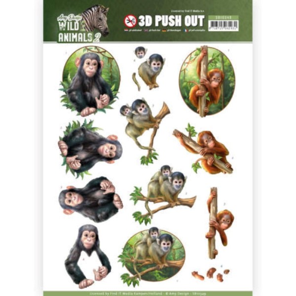 Carte 3D prédéc. - SB10349 - Wild Animals - Petits singes - Photo n°1