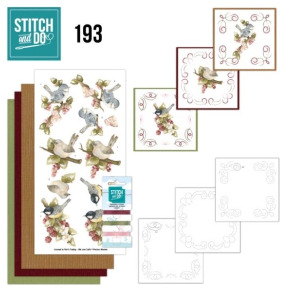 Stitch and do 193 - kit Carte 3D broderie - Oiseaux et baies - Photo n°1