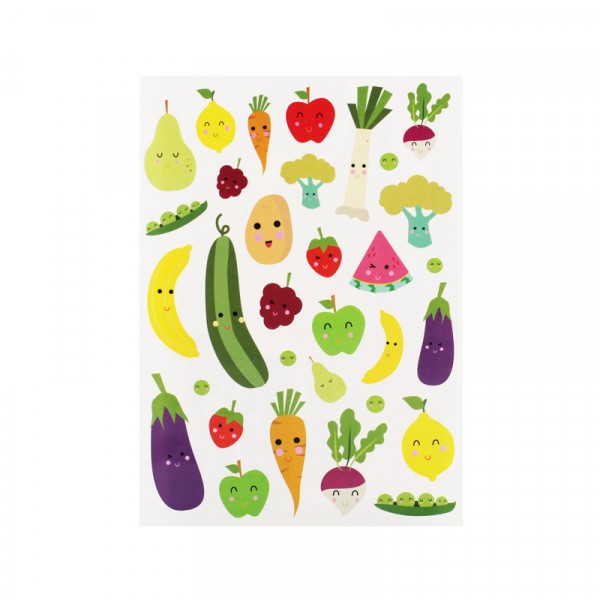 Gommettes - Fruits et légumes - Banane - Citron - Carotte - 64 pièces - Photo n°1
