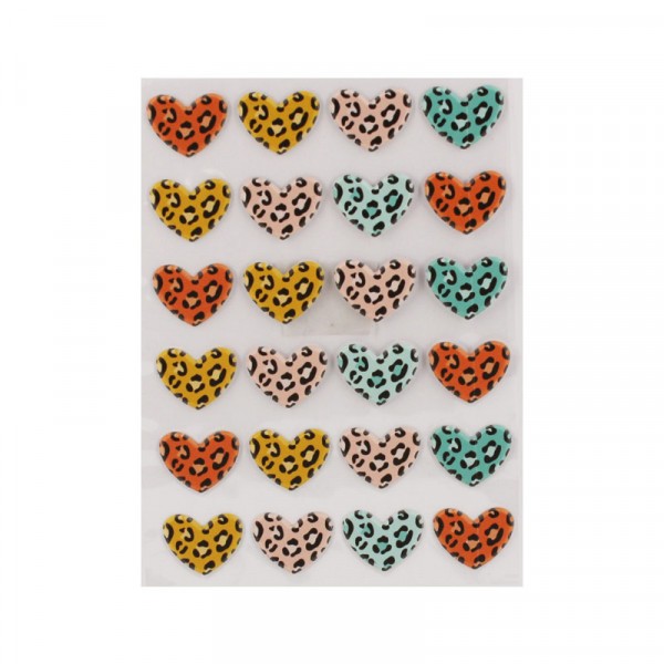 Stickers 3D - C urs avec motifs léopard - 24 stickers - Photo n°1