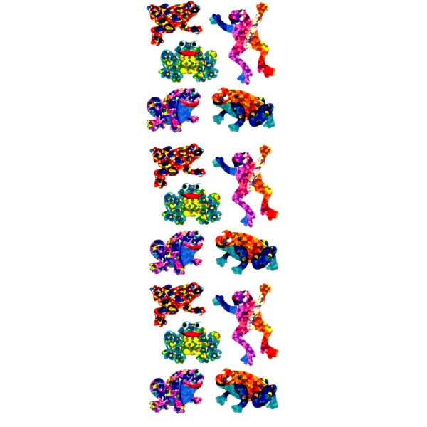 FEUILLE 5*16cm : 15 stickers motif grenouille de 20mm (01) - Photo n°1