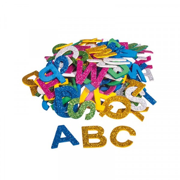 Lettres - Alphabet - Adhésives - Mousse avec paillettes - Assortiment de couleur - Photo n°1