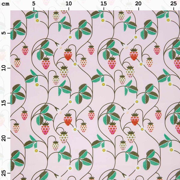 Tissu Popeline de coton - Fraises - Rose - Vendu par 10 cm - Photo n°3