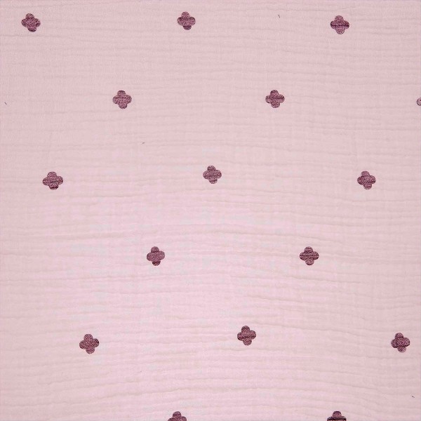 Tissu gaze de coton - Fleurs - Rose - Vendu par 10 cm - Photo n°1