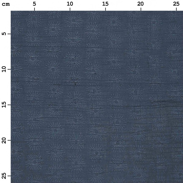 Tissu gaze de coton - Rosace - Bleu - Vendu par 10 cm - Photo n°3