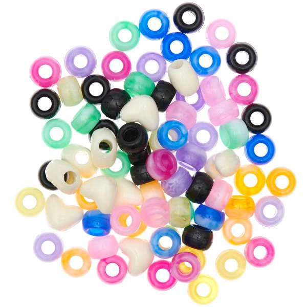 Perles Pony Beads - Mélange de formes - Mix Marbré - 9 x 6 mm - 80 pcs - Photo n°3