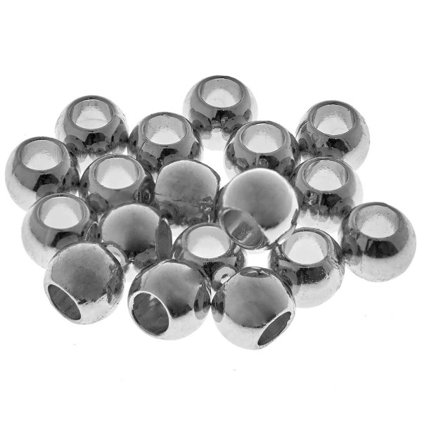 Perles Pony beads rondes - Argent - 9 x 7 mm - 20 pcs - Photo n°2