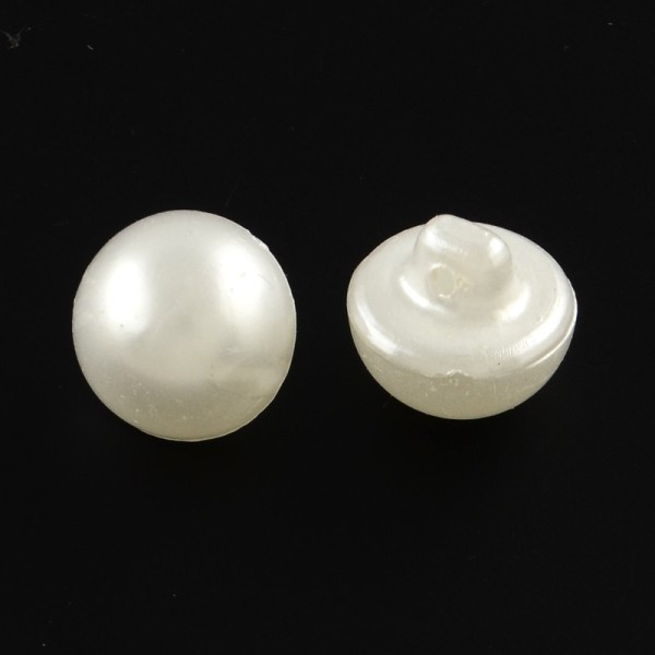 20 BOUTONS de TIGE Blanc NACRE Aspect Perle nacrée Acrylique diamètre 12 mm 1 trou creation couture - Photo n°1