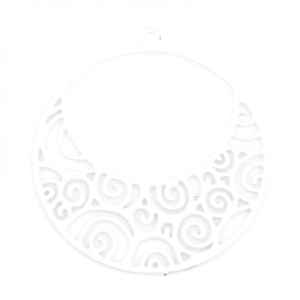 PS11876740 PAX 6 Estampes pendentif filigrane Spirale dans Cercle 25mm métal finition Blanc - Photo n°1