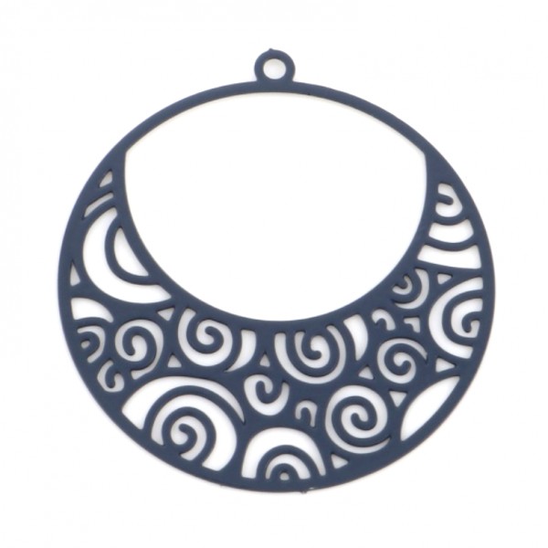 PS11876742 PAX 6 Estampes pendentif filigrane Spirale dans Cercle 25mm métal finition Gris Anthracit - Photo n°1