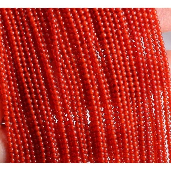 BU11220428133219 Lot de 18 cm environ 86 Perles Rondes 2 mm Agate Rouge REF 25 - Photo n°1