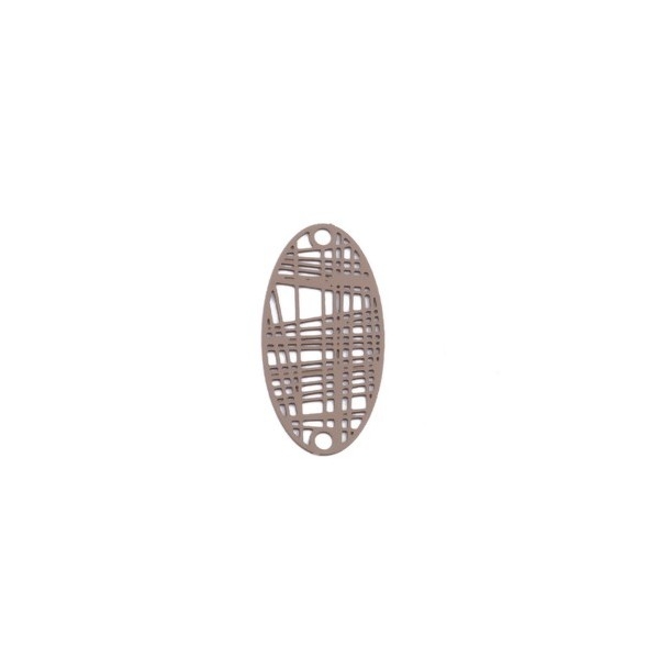 PS110204889 PAX 5 Estampes pendentif connecteur filigrane Ovale Futuriste Beige Taupe de 24mm - Photo n°1